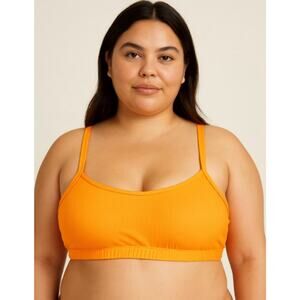 Wild Fable Orange Ribbed Bikini Top Strappy Back Swim 2X